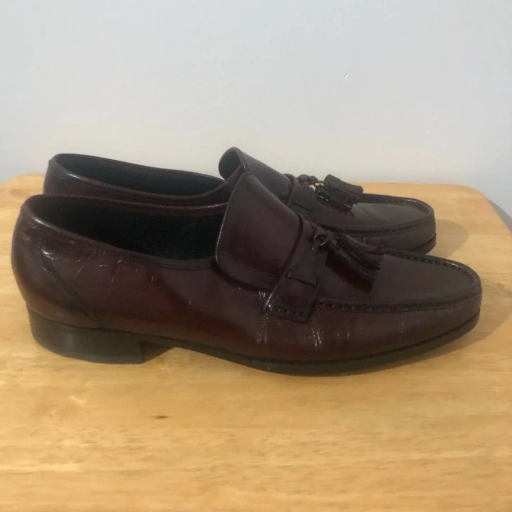Florsheim Black Cherry Moc Toe Dress Loafer with Tassels | Men's Size 10.5B